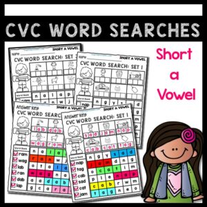 Free Short Vowel CVC Word Search Printables (Short A Vowel) – English ...