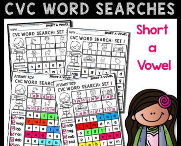 Free Short Vowel CVC Word Search Printables (Short A Vowel)