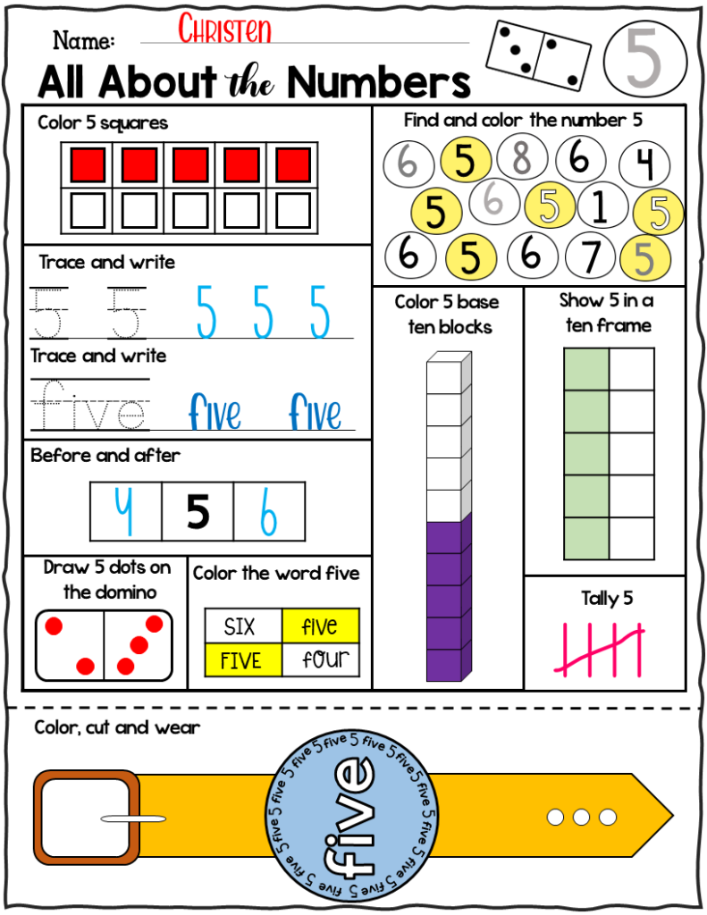 Free Kindergarten Numbers and Counting Worksheets