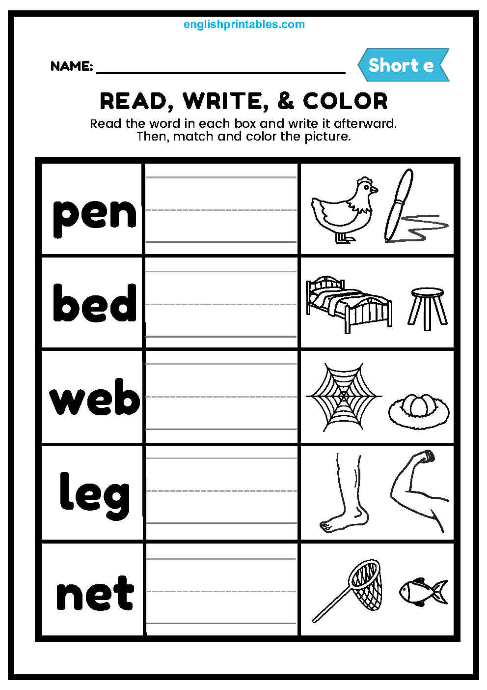 Cvc Words Read Write and Color - English Worksheets & Printables