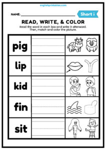 Cvc Words Read Write and Color - English Worksheets & Printables