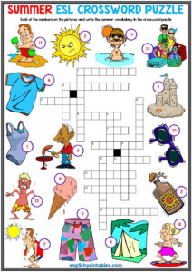 Summer Vocabulary Crossword Puzzle Worksheet - English Worksheets ...