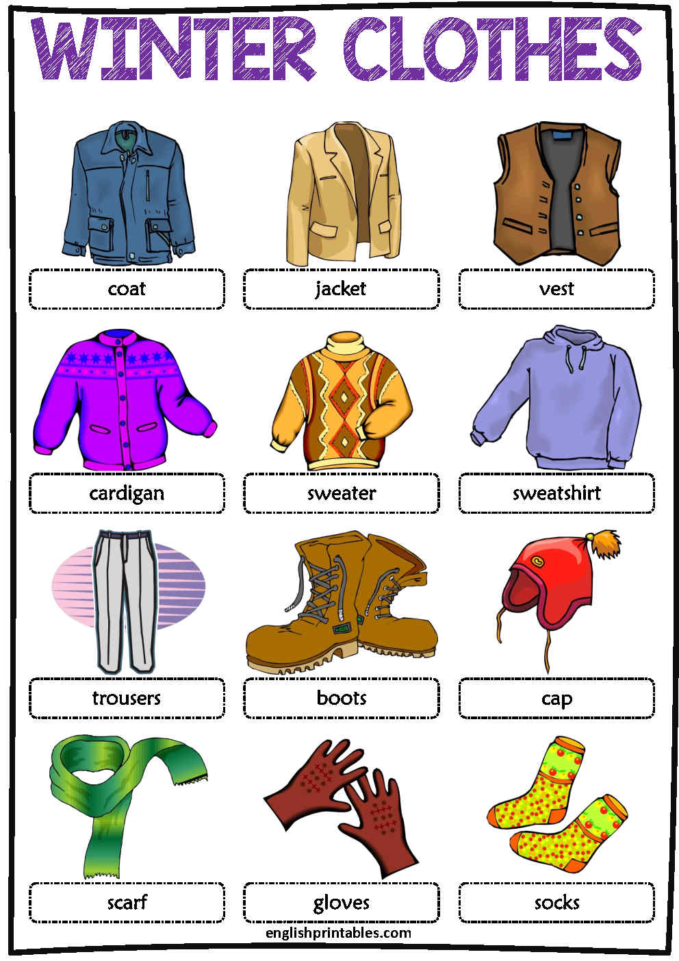 Winter Clothes Worksheet: Why is Teaching Vocabulary so Important ...