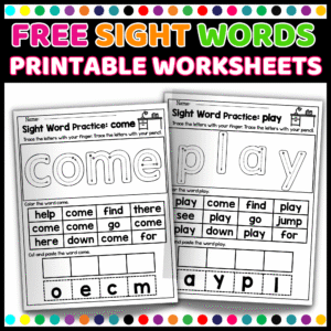 Free Sight Words for Kindergarten