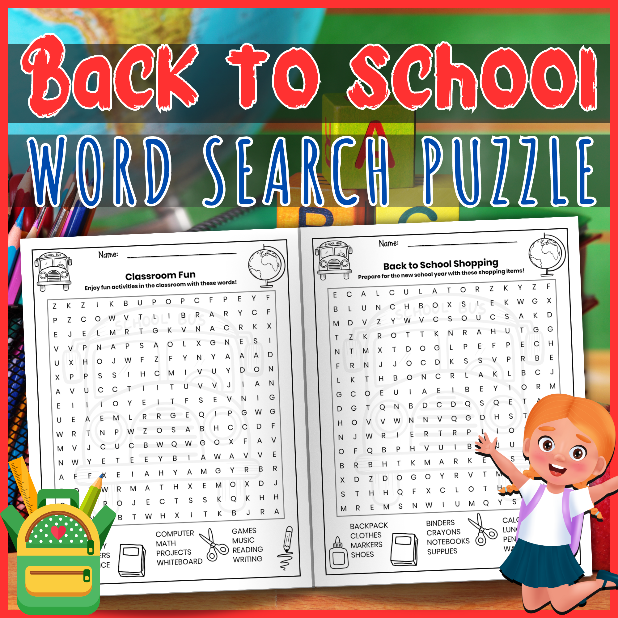 Free Back-to-School Word Search Worksheets for Kids