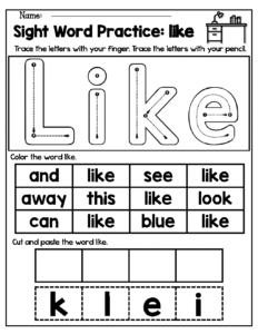 Free Sight Words for Kindergarten