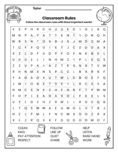 free word search puzzle worksheet back to school