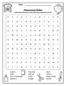 free word search puzzle worksheet back to school