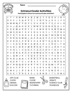 free word search puzzle worksheet back to school