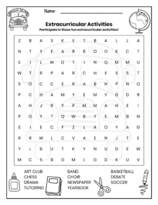 free word search puzzle worksheet back to school