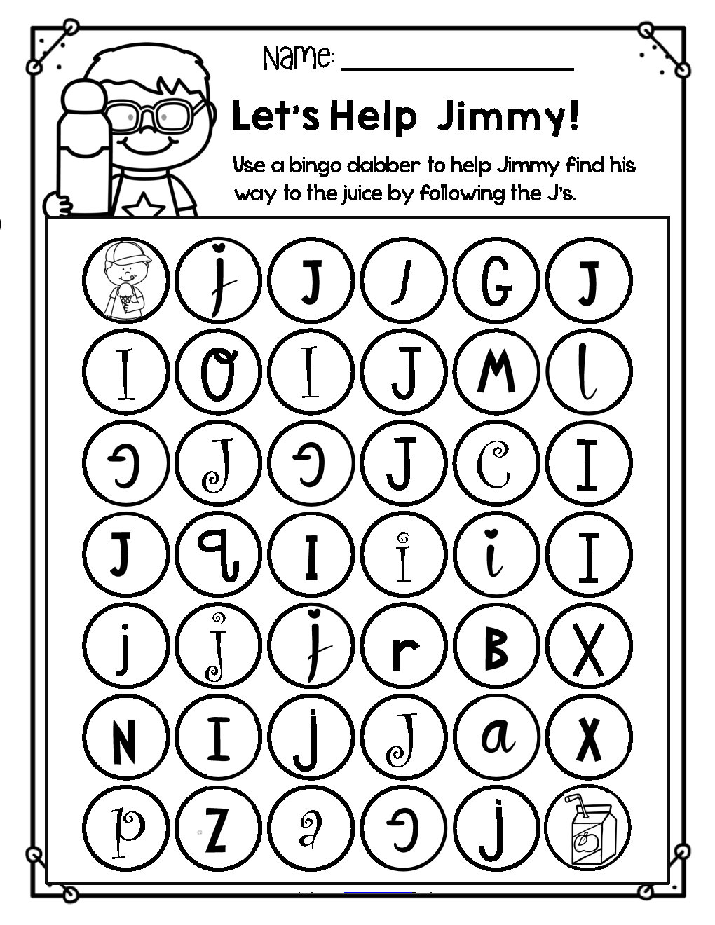 Free Alphabet Worksheets for Kindergarten and Preschoolers: Free Phonics Letter of the Week – Alphabet J