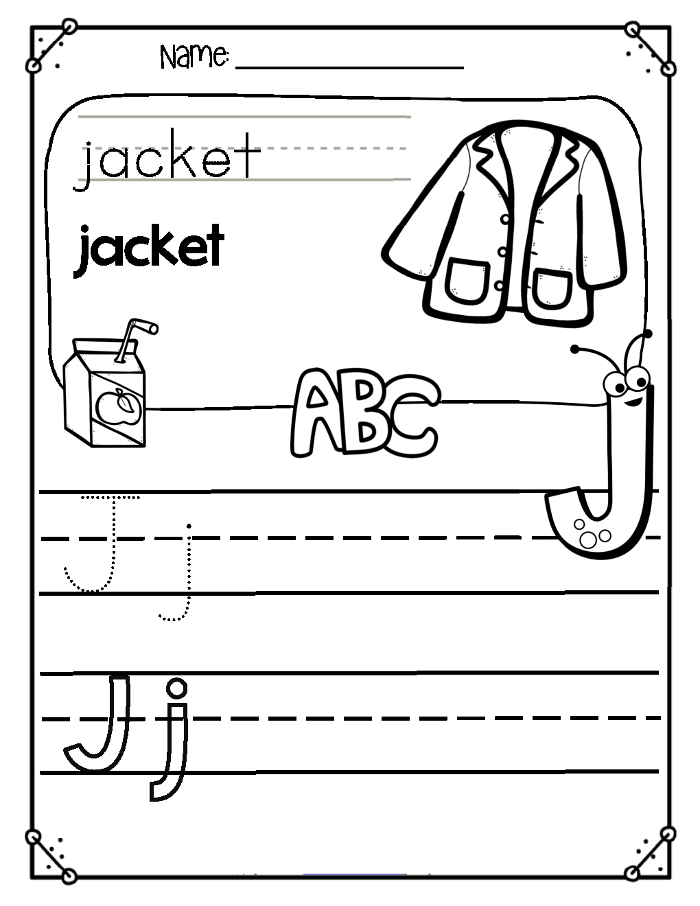 Free Alphabet Worksheets for Kindergarten and Preschoolers: Free Phonics Letter of the Week – Alphabet J